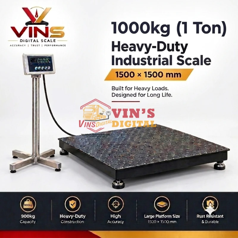 1000kg (1 Ton) Heavy-Duty Industrial Scale (1500x1500mm) Heavy-Duty Industrial Scale