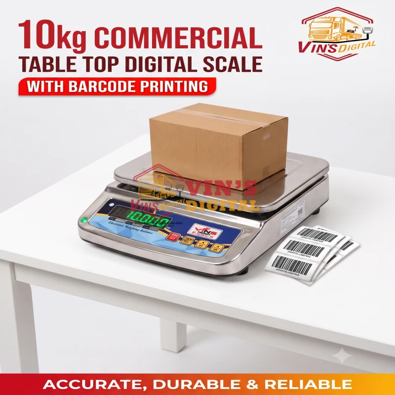 10kg Commercial Table Top Digital Scale with Barcode Printing Table Top Digital Scale