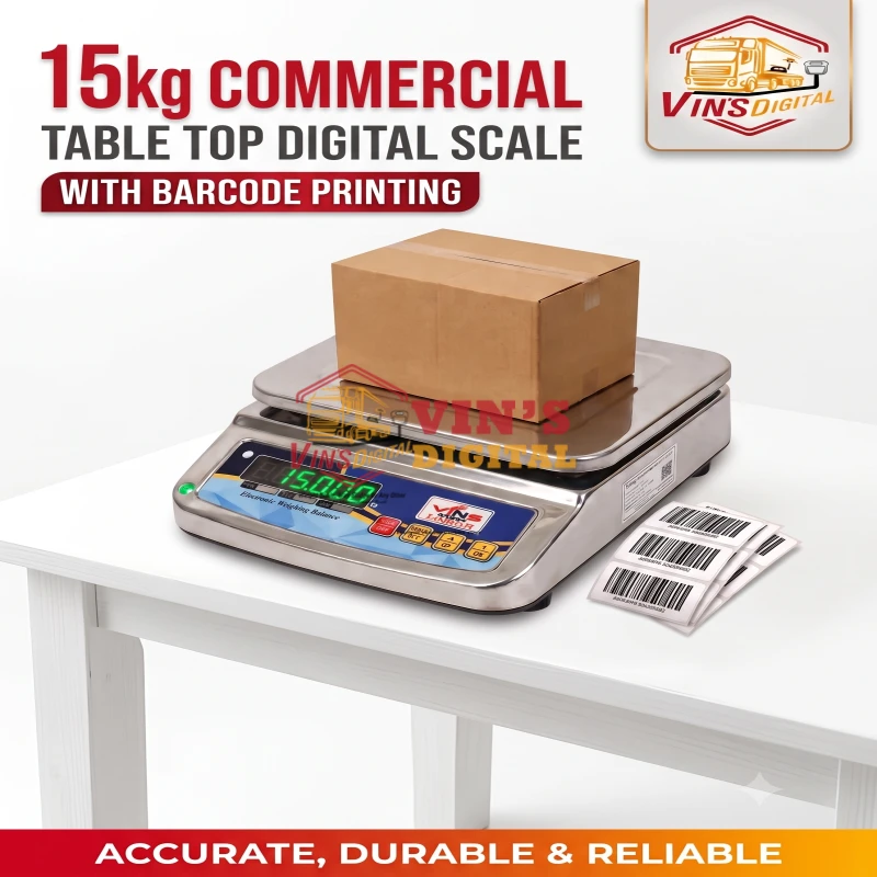 15kg Commercial Table Top Digital Scale with Barcode Printing Table Top Digital Scale