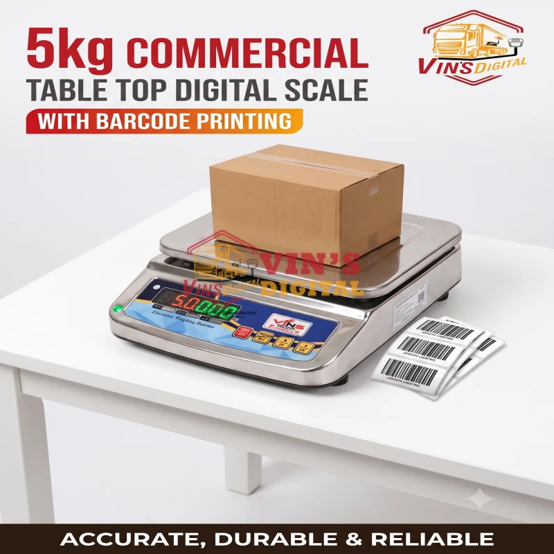 5kg Commercial Table Top Digital Scale with Barcode Printing Table Top Digital Scale