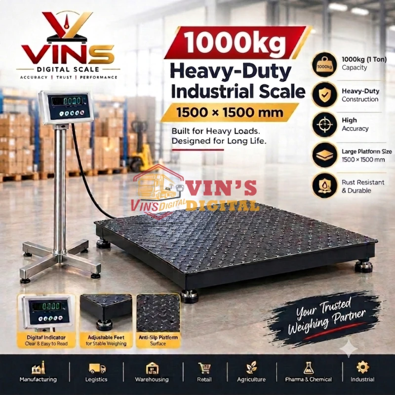1000kg (1 Ton) Heavy-Duty Industrial Scale (1500x1500mm) thumbnail 2