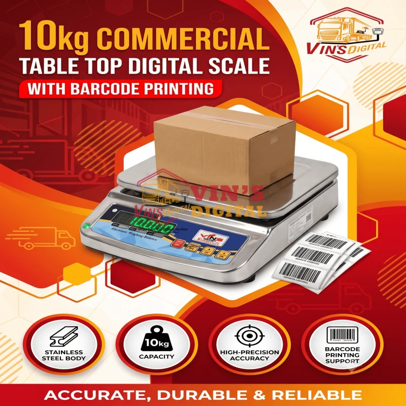 10kg Commercial Table Top Digital Scale with Barcode Printing thumbnail 2