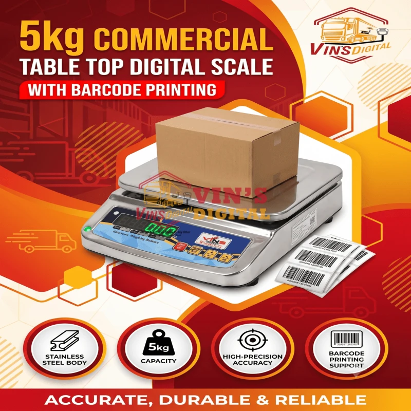 5kg Commercial Table Top Digital Scale with Barcode Printing thumbnail 2