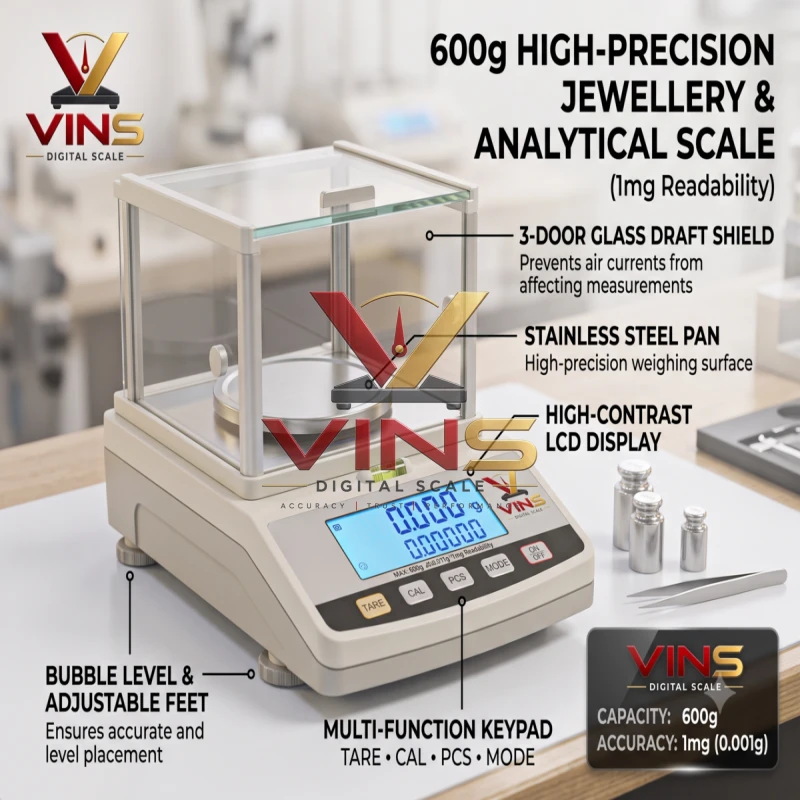 600g High-Precision Jewellery &amp; Analytical Scale (1mg Readability) thumbnail 2