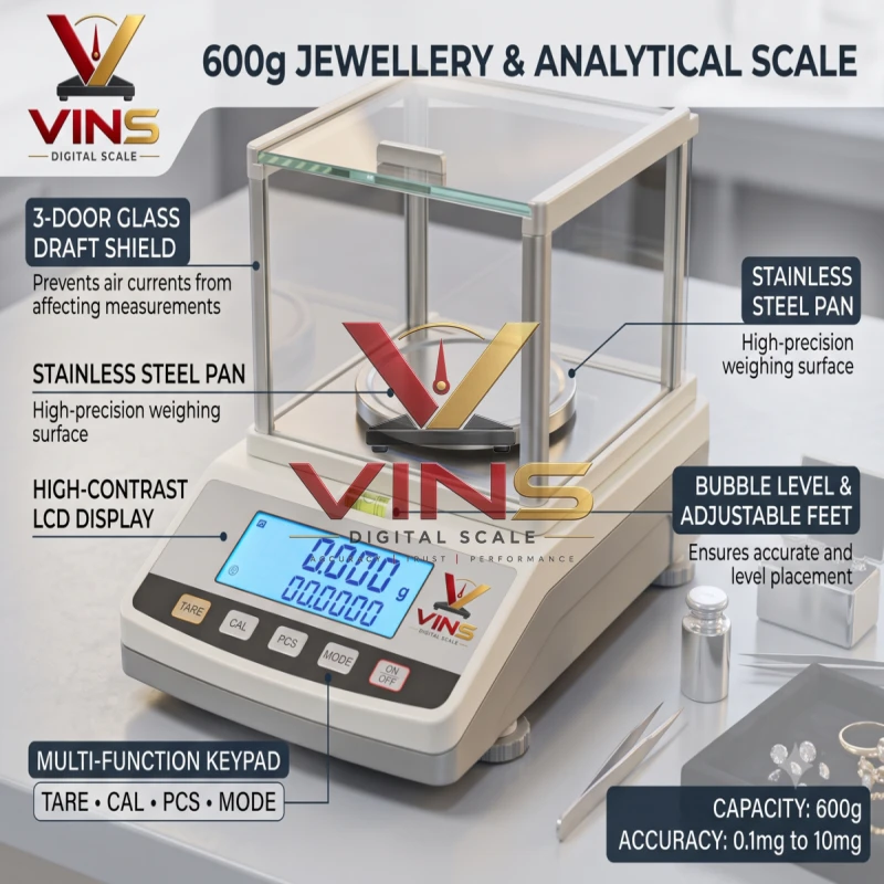 600g Jewellery &amp; Analytical Scale (0.1mg to 10mg Accuracy) thumbnail 2