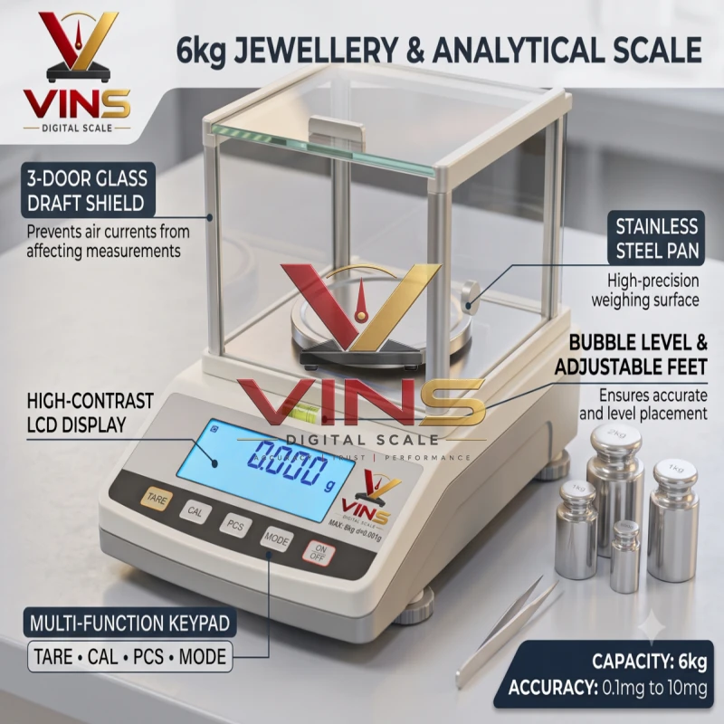 6kg Jewellery &amp; Analytical Scale (0.1mg to 10mg Accuracy) thumbnail 2